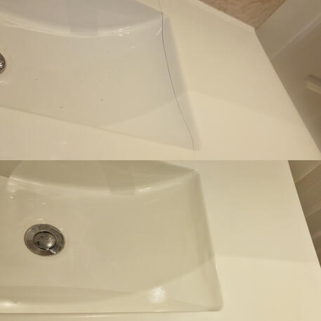 Small crack in ceramic sink repaired and re-enamelled in oxford