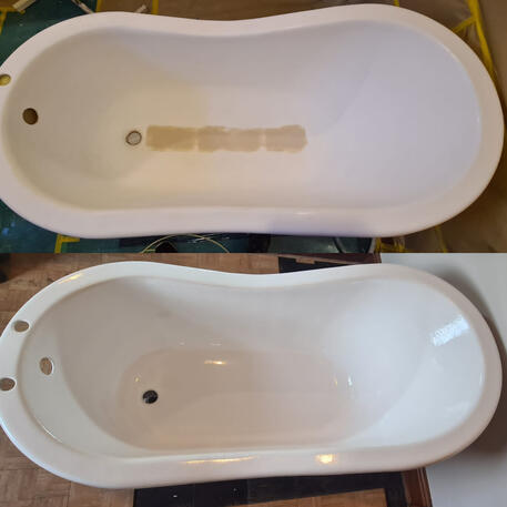 Large crack in free standing acrylic bath repaired and re-enamelled in oxford