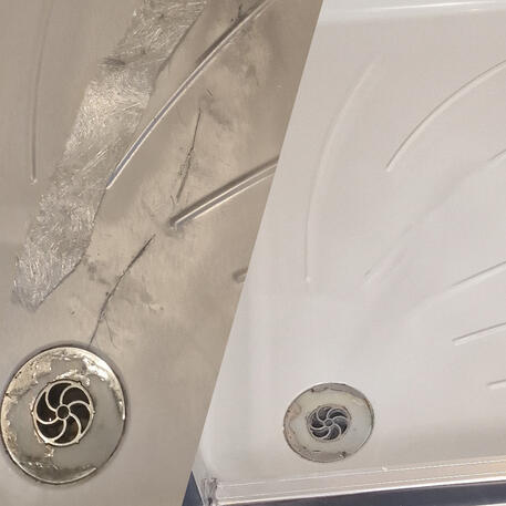 Acrylic shower tray crack repaired and re-enamelled in oxford