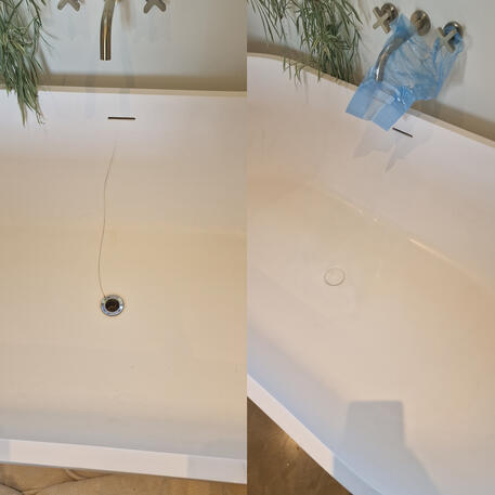 large crack in free standing cast iron bath rapired and re-enamelled in oxford