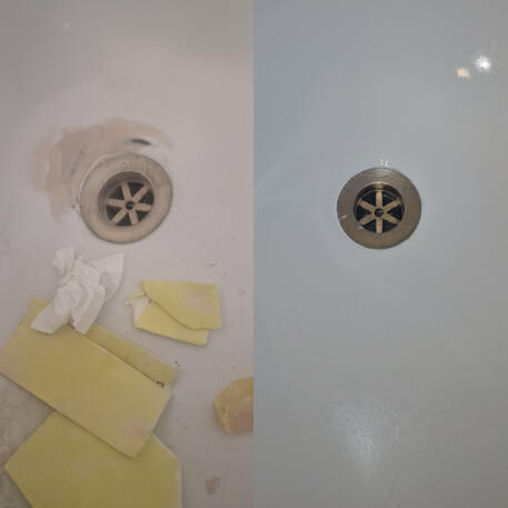 steel bath plug hole repaired and re-enamelled in oxford