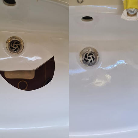 Large hole in ceramic sink repaired and re-enamelled in Oxfordshire