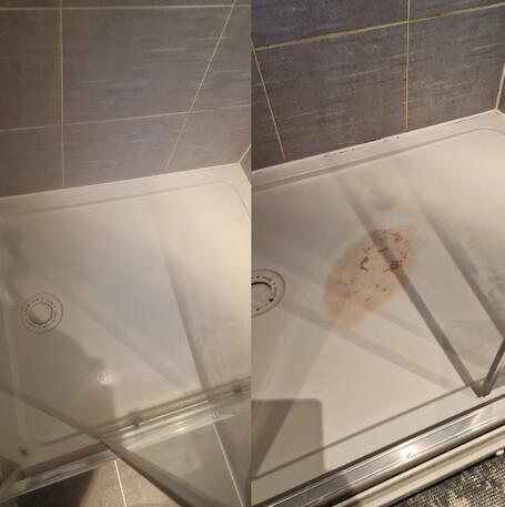 several cracks in stone resin shower tray repaired and re-enamelled in oxford