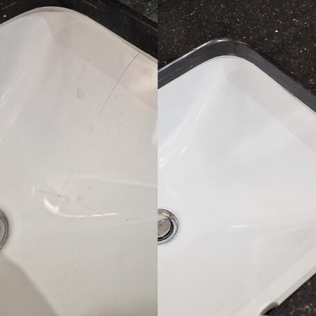 Large crack in acrylic shower tray repaired and re-enamelled in oxford