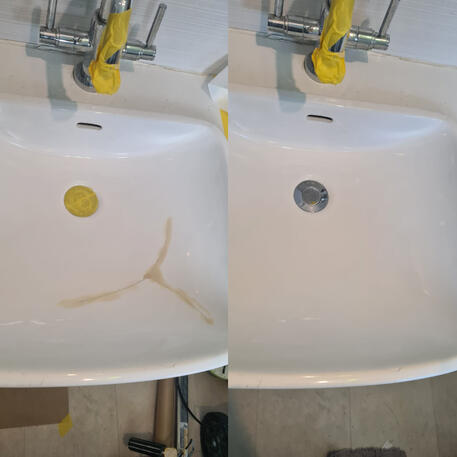 Large crack in porcelain sink repaired and re-enamelled in oxford