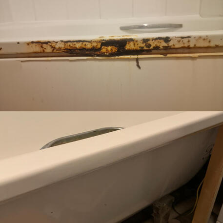 Rusty side of cast iron bath repaired and re-enamelled in oxford