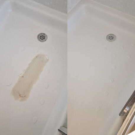 Large crack in stone resin shower tray repaired and re-enamelled in oxford