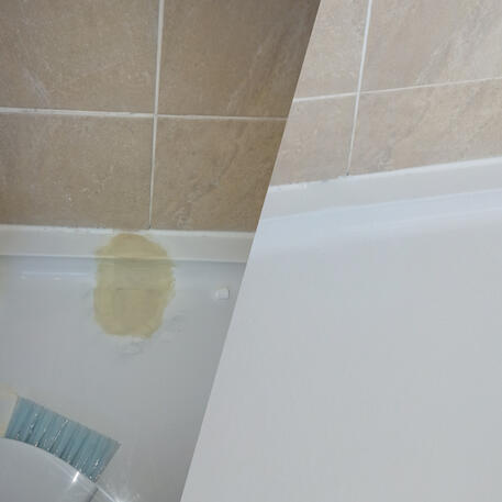 Stone resin shower tray hole repaired and re-enamelled in Oxford
