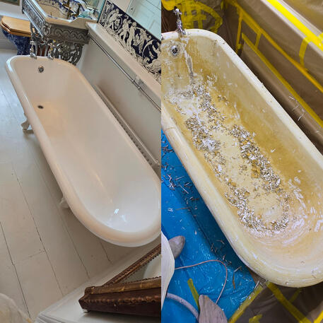 Bath re-enamelling & Resurfacing done on cast iron bath in Oxford
