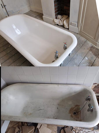Bath re-enamelling & Resurfacing done on cast iron bath in Oxford